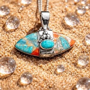 Spiny Oyster and Turquoise Necklace
